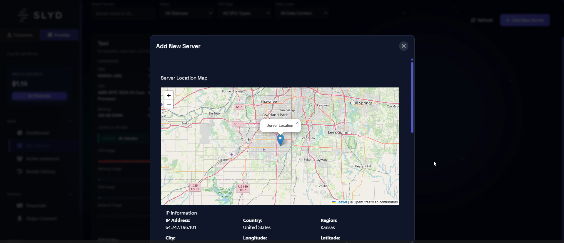 Server information dashboard